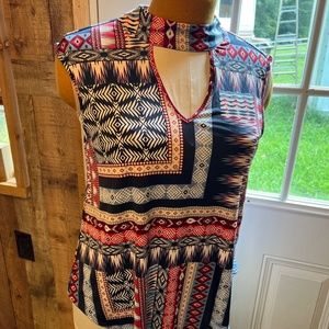 LADIES WOMENS EST 1948 CATO SIZE LARGE RED BLUE WHITE TOP BLOUSE SHIRT